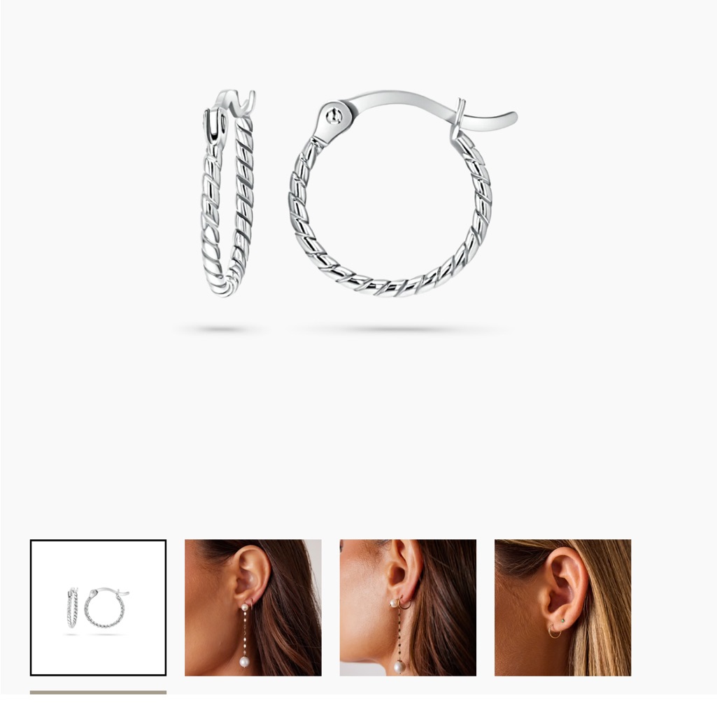 14k Baby Gold Dainty Twist White Gold Earrings